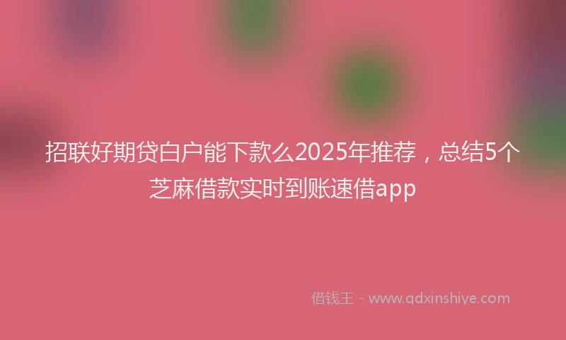 招联好期贷白户能下款么2025年推荐，总结5个芝麻借款实时到账速借app