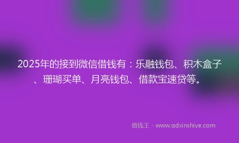2025年的接到微信借钱有：乐融钱包、积木盒子、珊瑚买单、月亮钱包、借款宝速贷等。