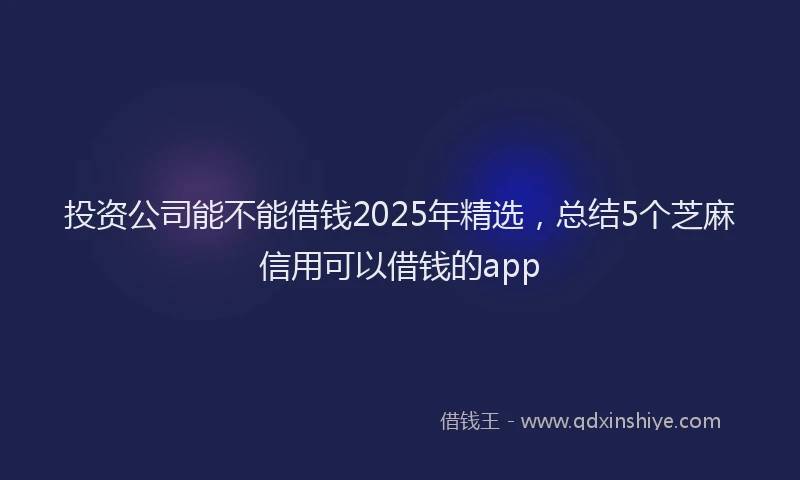 投资公司能不能借钱2025年精选，总结5个芝麻信用可以借钱的app