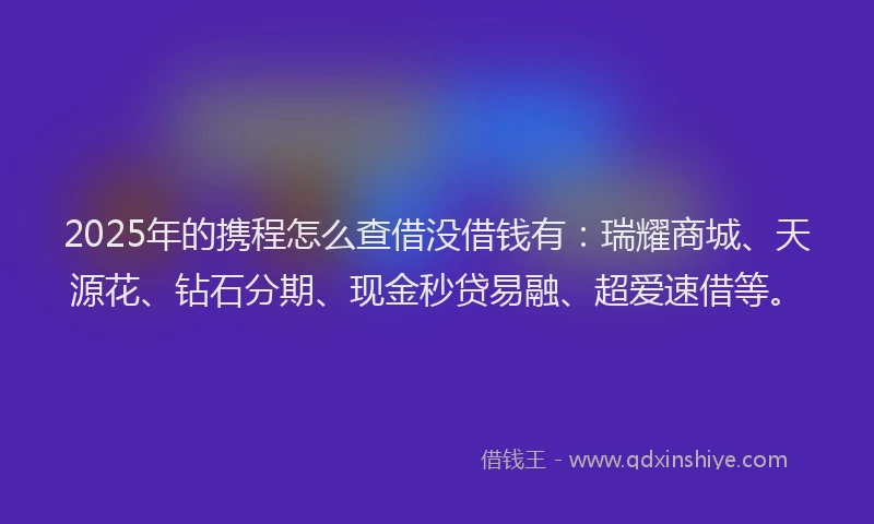 2025年的携程怎么查借没借钱有：瑞耀商城、天源花、钻石分期、现金秒贷易融、超爱速借等。