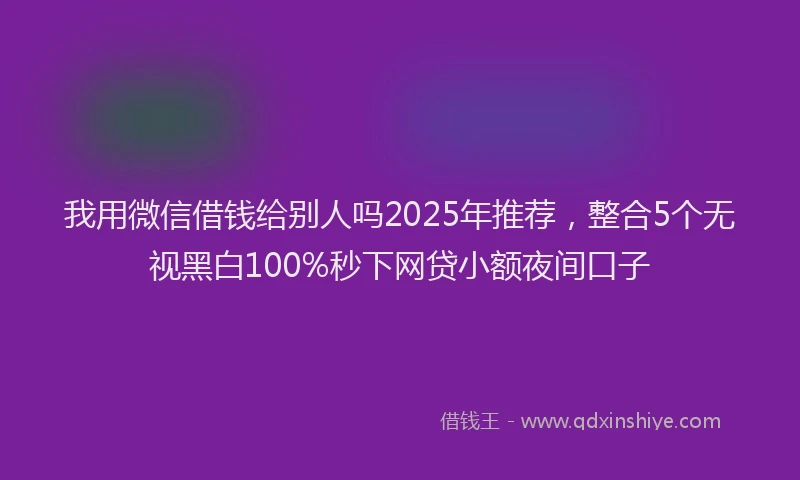 我用微信借钱给别人吗2025年推荐，整合5个无视黑白100%秒下网贷小额夜间口子