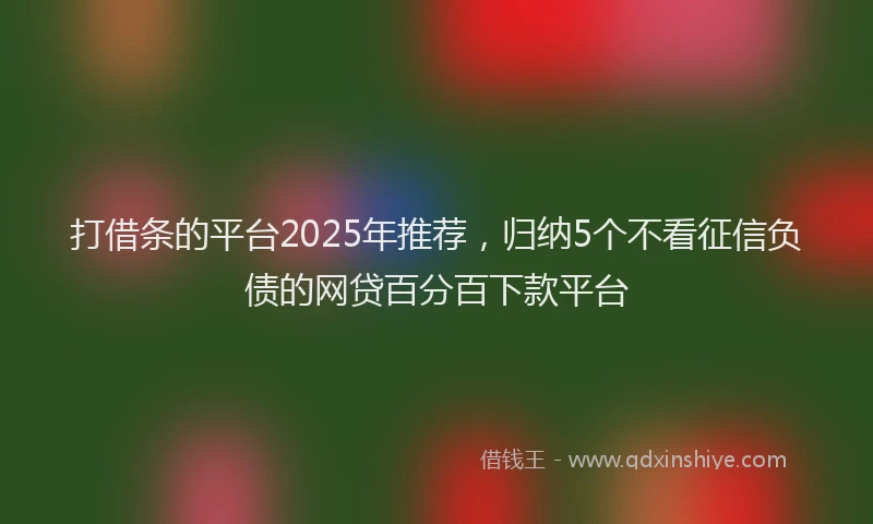 打借条的平台2025年推荐，归纳5个不看征信负债的网贷百分百下款平台