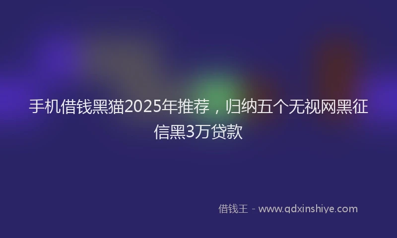 手机借钱黑猫2025年推荐，归纳五个无视网黑征信黑3万贷款
