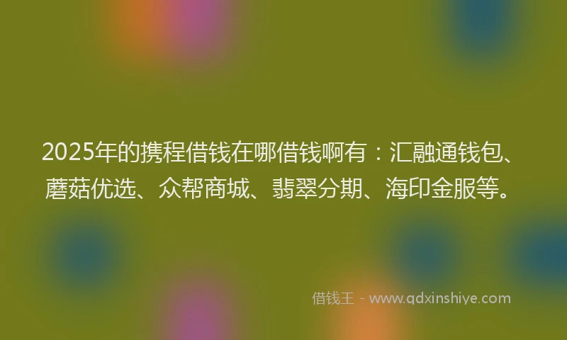 2025年的携程借钱在哪借钱啊有：汇融通钱包、蘑菇优选、众帮商城、翡翠分期、海印金服等。