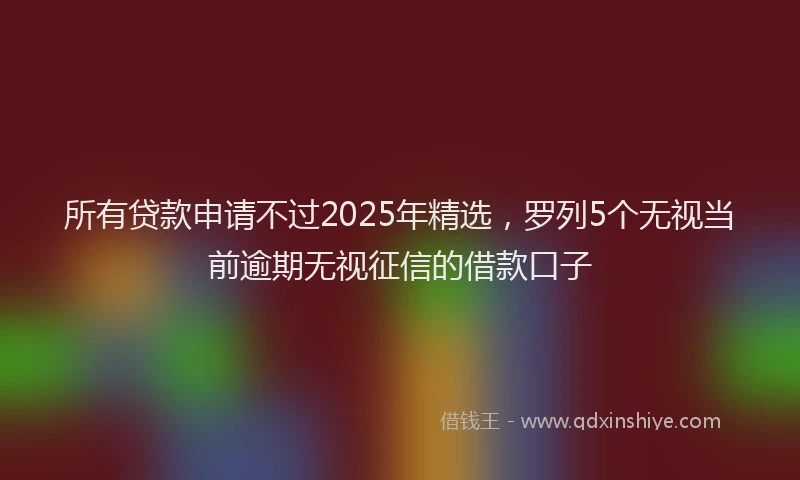 所有贷款申请不过2025年精选，罗列5个无视当前逾期无视征信的借款口子