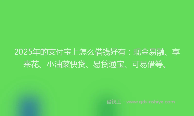 2025年的支付宝上怎么借钱好有：现金易融、享来花、小油菜快贷、易贷通宝、可易借等。