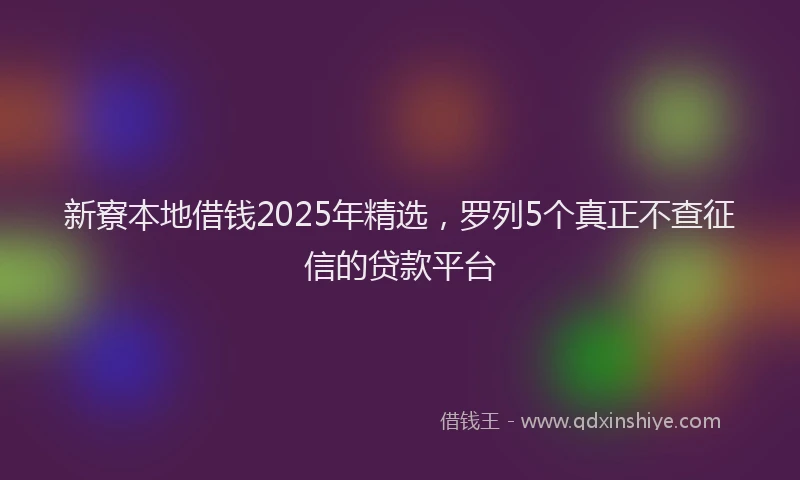 新寮本地借钱2025年精选，罗列5个真正不查征信的贷款平台