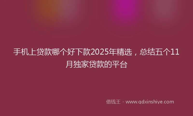 手机上贷款哪个好下款2025年精选，总结五个11月独家贷款的平台