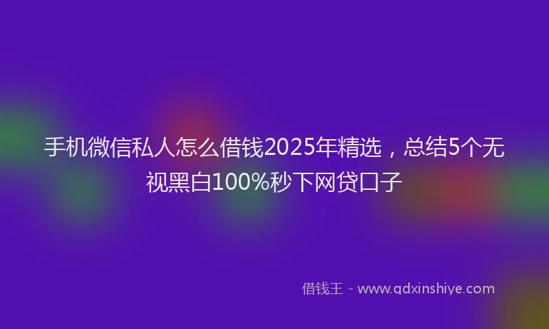 手机微信私人怎么借钱2025年精选，总结5个无视黑白100%秒下网贷口子
