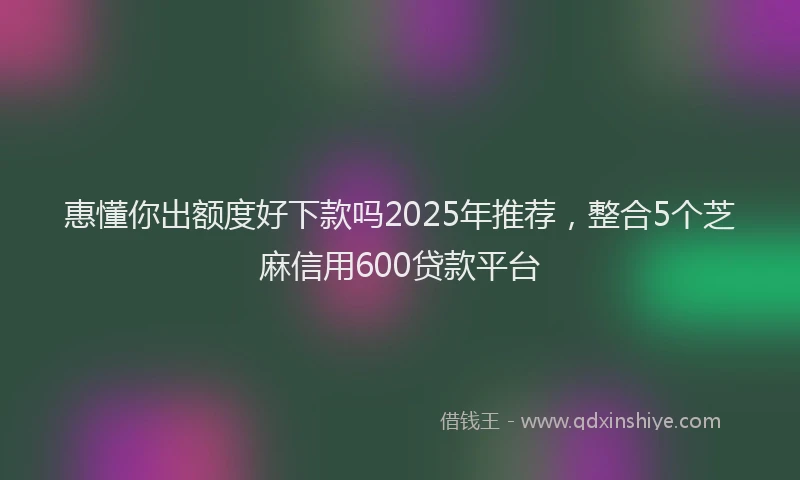 惠懂你出额度好下款吗2025年推荐，整合5个芝麻信用600贷款平台