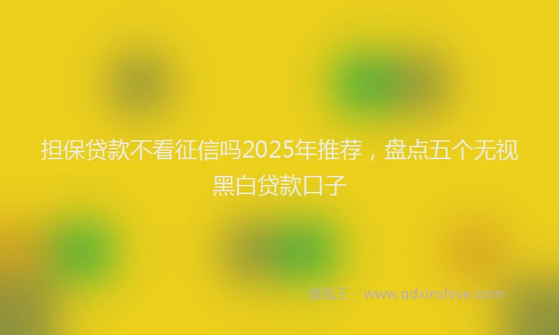 担保贷款不看征信吗2025年推荐，盘点五个无视黑白贷款口子