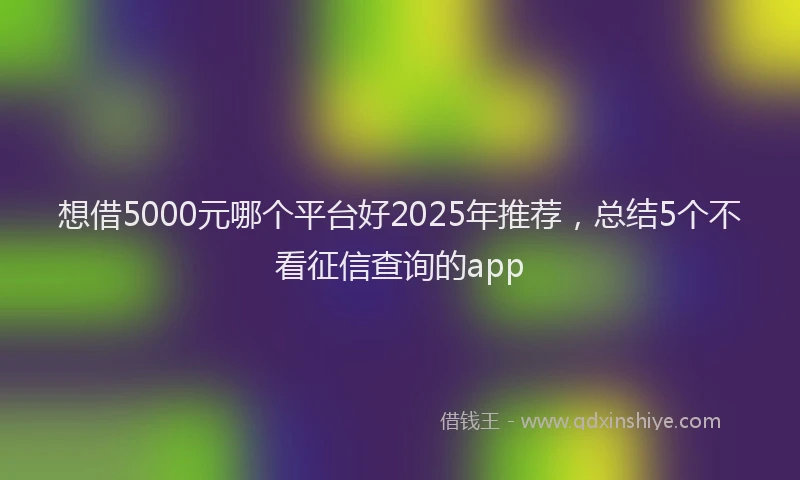 想借5000元哪个平台好2025年推荐，总结5个不看征信查询的app