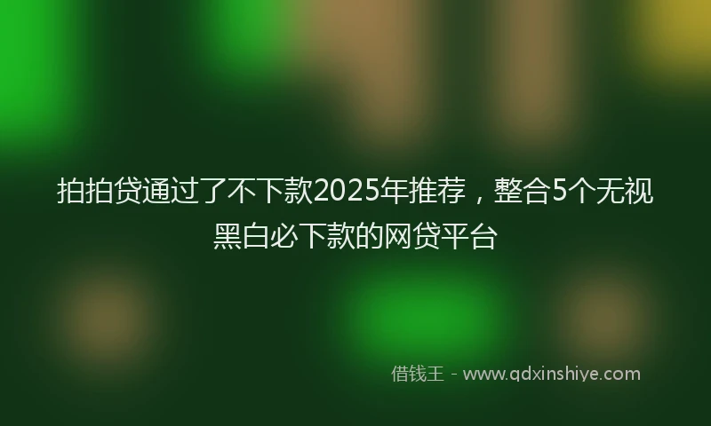 拍拍贷通过了不下款2025年推荐，整合5个无视黑白必下款的网贷平台