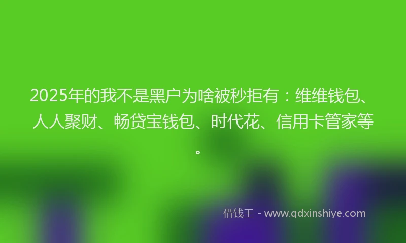 2025年的我不是黑户为啥被秒拒有：维维钱包、人人聚财、畅贷宝钱包、时代花、信用卡管家等。