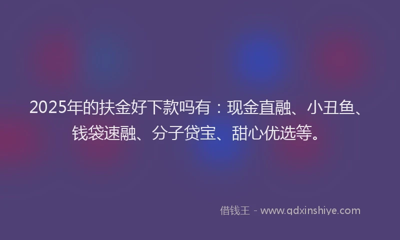 2025年的扶金好下款吗有：现金直融、小丑鱼、钱袋速融、分子贷宝、甜心优选等。