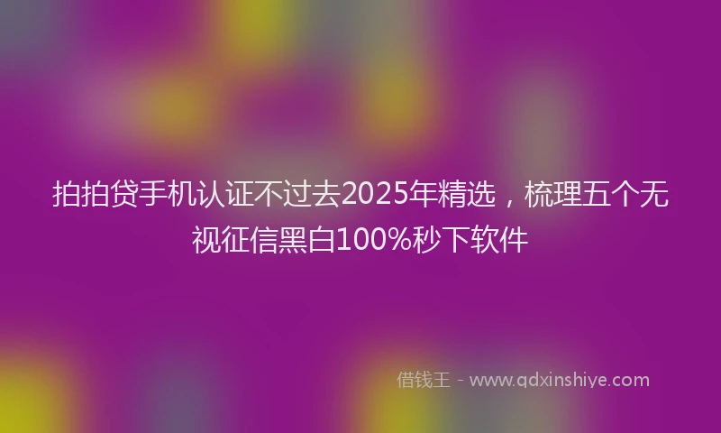 拍拍贷手机认证不过去2025年精选，梳理五个无视征信黑白100%秒下软件