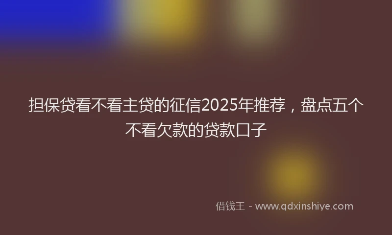 担保贷看不看主贷的征信2025年推荐，盘点五个不看欠款的贷款口子