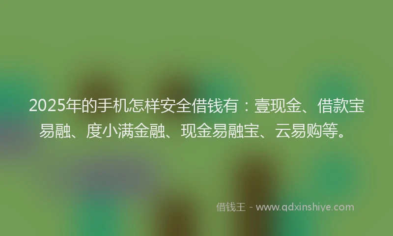 2025年的手机怎样安全借钱有：壹现金、借款宝易融、度小满金融、现金易融宝、云易购等。