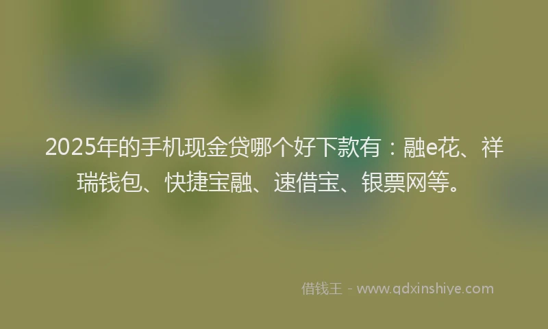 2025年的手机现金贷哪个好下款有：融e花、祥瑞钱包、快捷宝融、速借宝、银票网等。