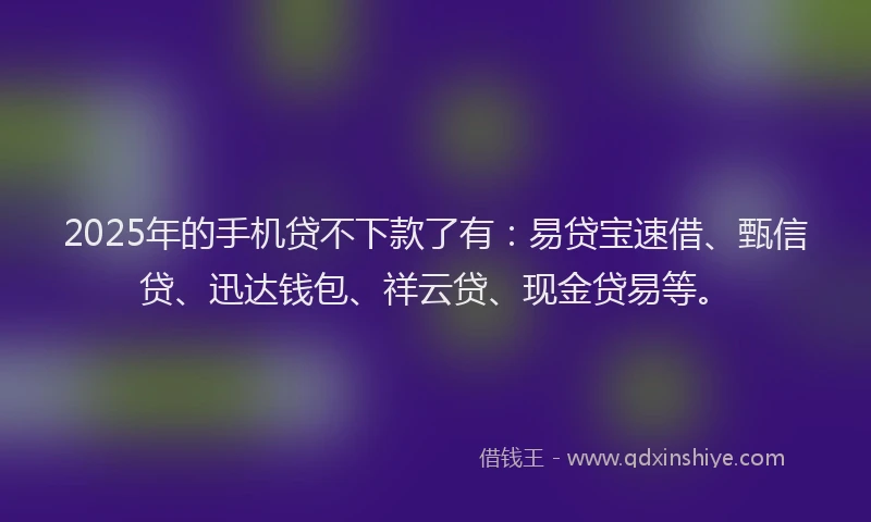2025年的手机贷不下款了有：易贷宝速借、甄信贷、迅达钱包、祥云贷、现金贷易等。