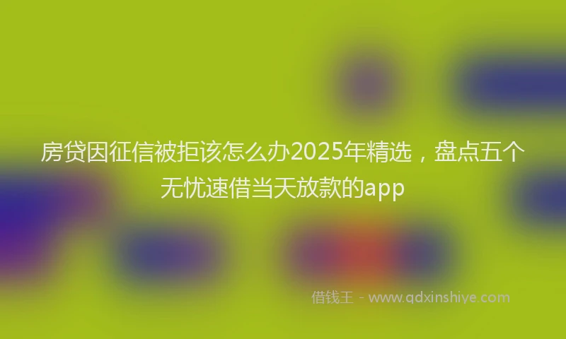 房贷因征信被拒该怎么办2025年精选，盘点五个无忧速借当天放款的app