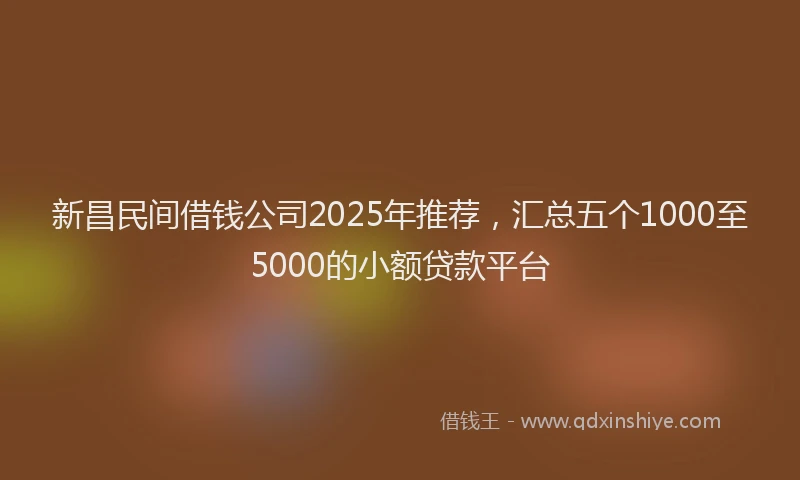 新昌民间借钱公司2025年推荐，汇总五个1000至5000的小额贷款平台