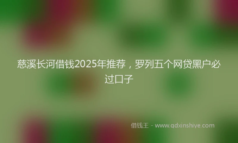 慈溪长河借钱2025年推荐，罗列五个网贷黑户必过口子