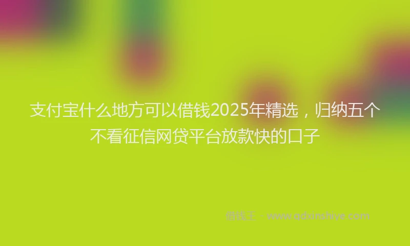 支付宝什么地方可以借钱2025年精选，归纳五个不看征信网贷平台放款快的口子