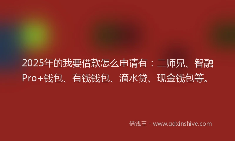 2025年的我要借款怎么申请有：二师兄、智融Pro+钱包、有钱钱包、滴水贷、现金钱包等。