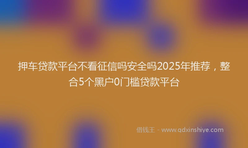 押车贷款平台不看征信吗安全吗2025年推荐，整合5个黑户0门槛贷款平台