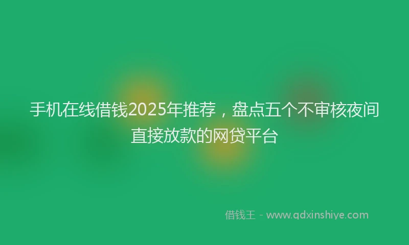手机在线借钱2025年推荐，盘点五个不审核夜间直接放款的网贷平台