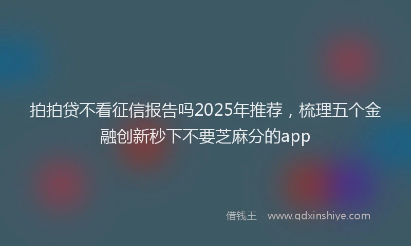 拍拍贷不看征信报告吗2025年推荐，梳理五个金融创新秒下不要芝麻分的app