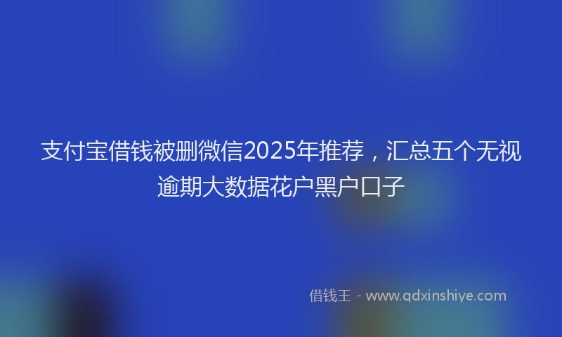 支付宝借钱被删微信2025年推荐，汇总五个无视逾期大数据花户黑户口子