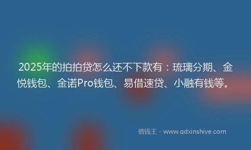 2025年的拍拍贷怎么还不下款有：琉璃分期、金悦钱包、金诺Pro钱包、易借速贷、小融有钱等。