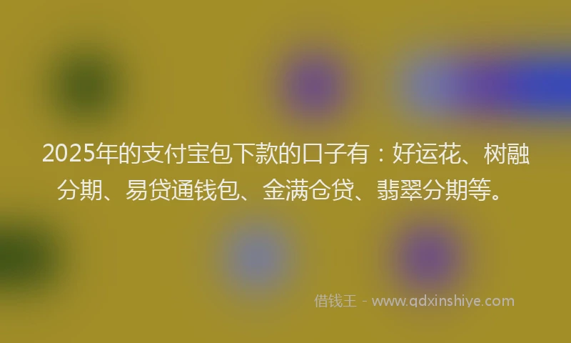 2025年的支付宝包下款的口子有：好运花、树融分期、易贷通钱包、金满仓贷、翡翠分期等。
