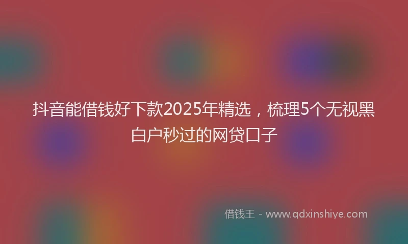 抖音能借钱好下款2025年精选，梳理5个无视黑白户秒过的网贷口子