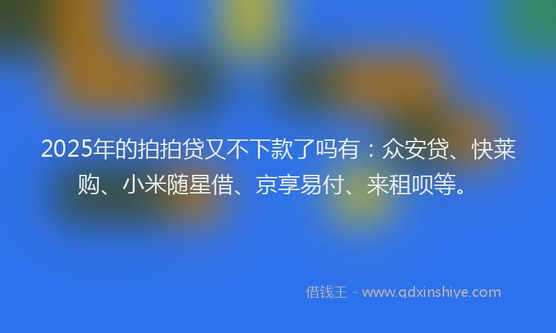 2025年的拍拍贷又不下款了吗有：众安贷、快莱购、小米随星借、京享易付、来租呗等。