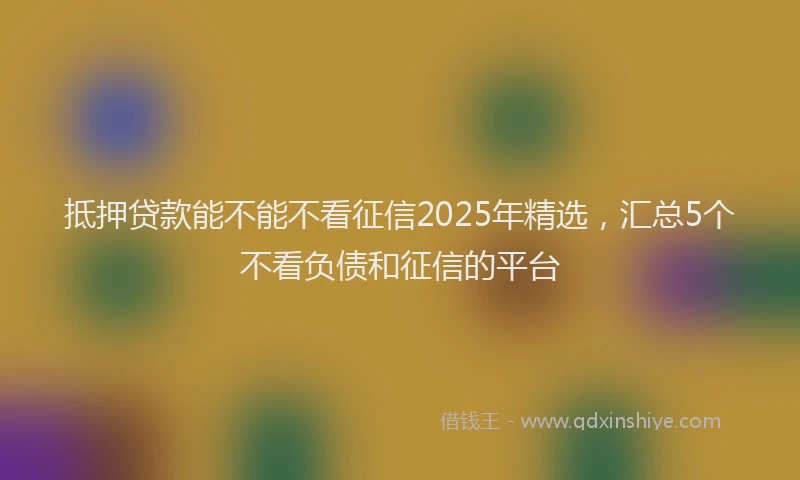 抵押贷款能不能不看征信2025年精选，汇总5个不看负债和征信的平台