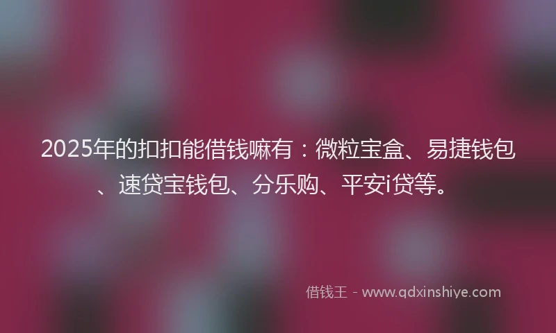2025年的扣扣能借钱嘛有：微粒宝盒、易捷钱包、速贷宝钱包、分乐购、平安i贷等。