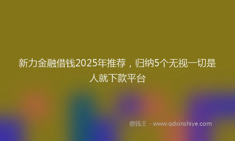 新力金融借钱2025年推荐，归纳5个无视一切是人就下款平台