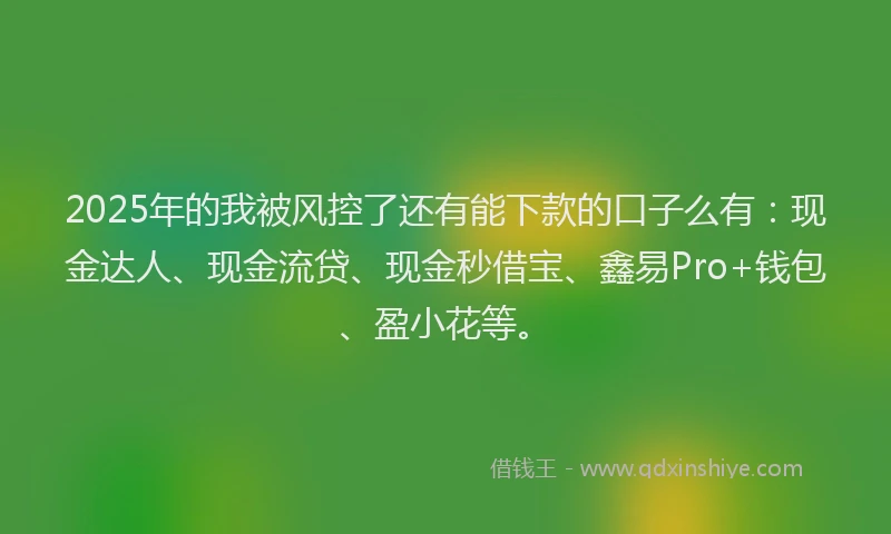 2025年的我被风控了还有能下款的口子么有：现金达人、现金流贷、现金秒借宝、鑫易Pro+钱包、盈小花等。