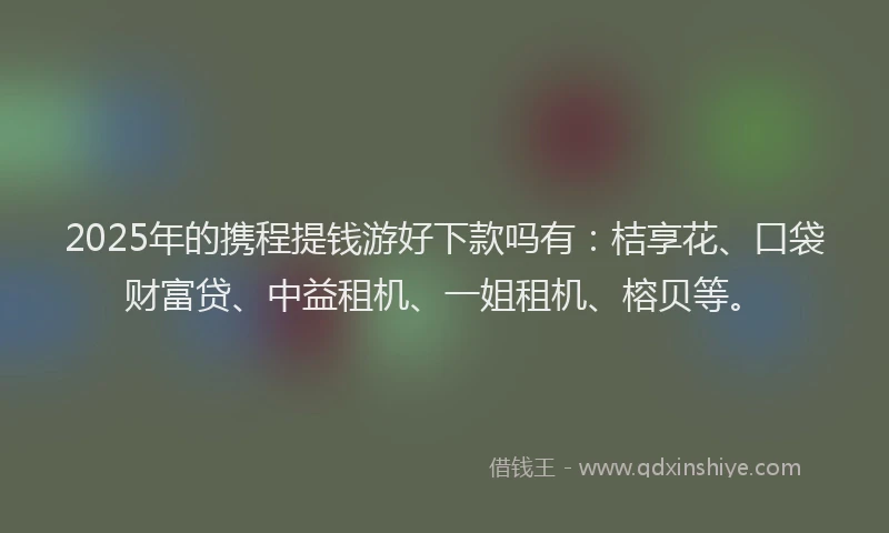 2025年的携程提钱游好下款吗有：桔享花、口袋财富贷、中益租机、一姐租机、榕贝等。