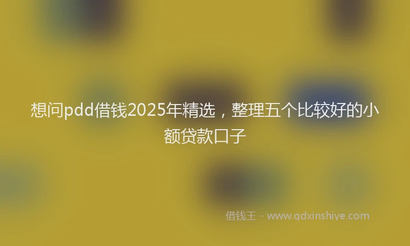 想问pdd借钱2025年精选，整理五个比较好的小额贷款口子