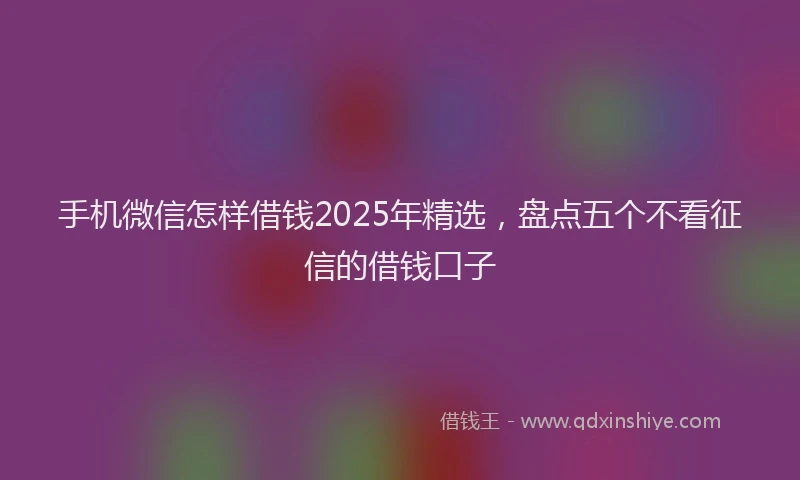 手机微信怎样借钱2025年精选，盘点五个不看征信的借钱口子
