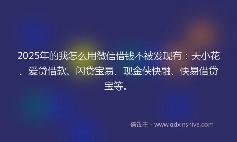 2025年的我怎么用微信借钱不被发现有：天小花、爱贷借款、闪贷宝易、现金侠快融、快易借贷宝等。