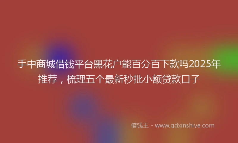 手中商城借钱平台黑花户能百分百下款吗2025年推荐，梳理五个最新秒批小额贷款口子