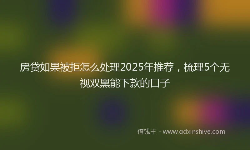 房贷如果被拒怎么处理2025年推荐，梳理5个无视双黑能下款的口子