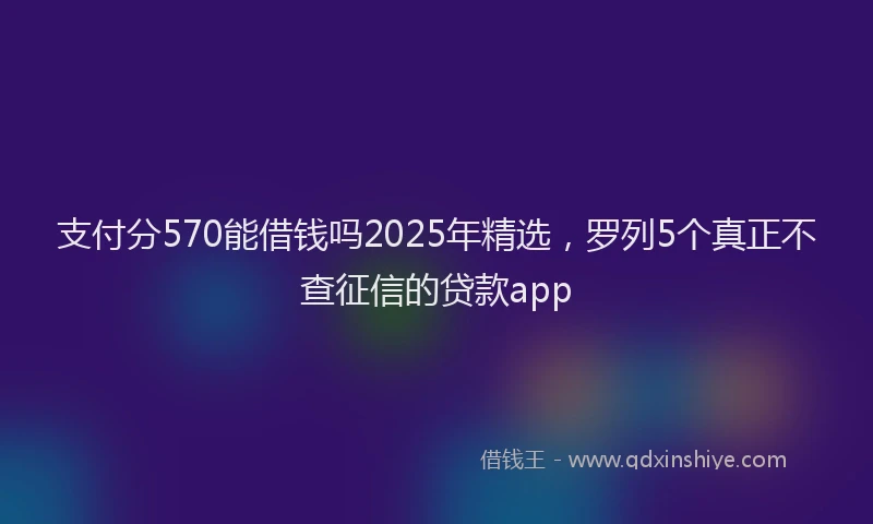 支付分570能借钱吗2025年精选，罗列5个真正不查征信的贷款app