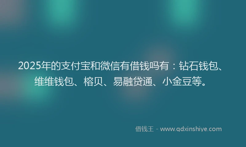 2025年的支付宝和微信有借钱吗有：钻石钱包、维维钱包、榕贝、易融贷通、小金豆等。