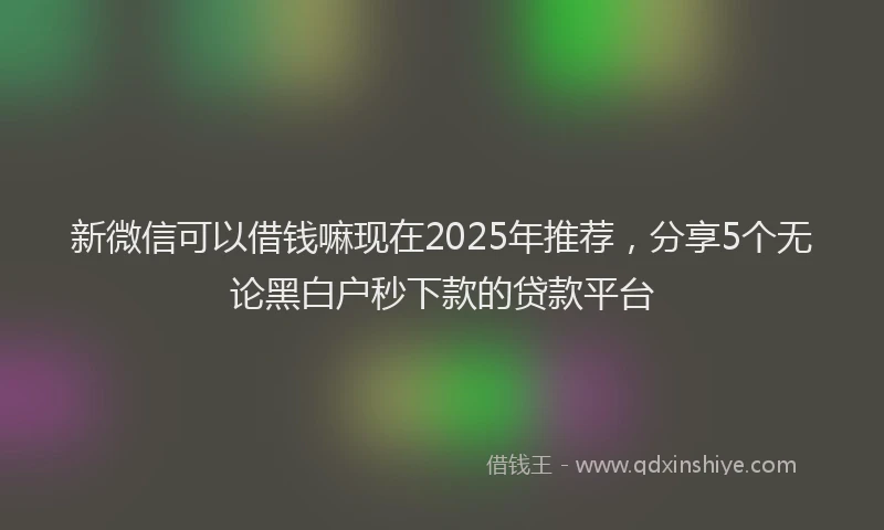 新微信可以借钱嘛现在2025年推荐，分享5个无论黑白户秒下款的贷款平台